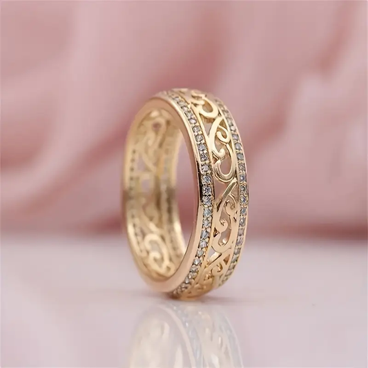 Oferta 1+1: Anillo Hueco Dorado Brillante
