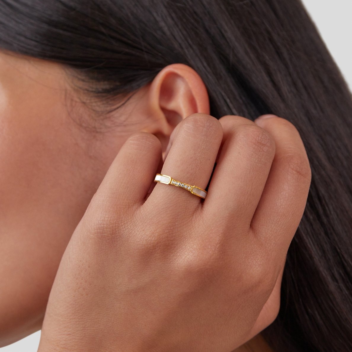 Gold inlay band ring