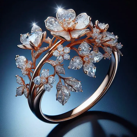 Anillo Flor de Cristal Brillante