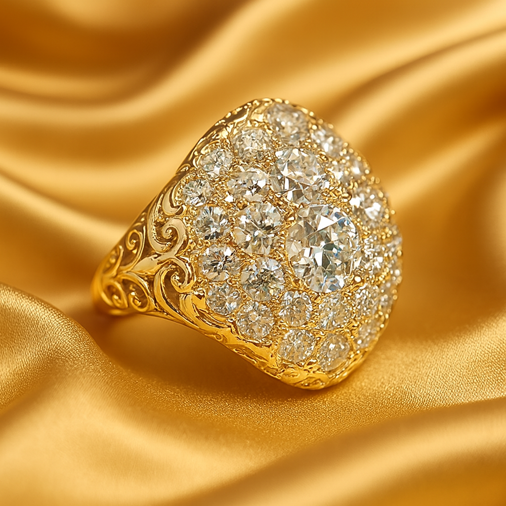 Luxe Vintage Golden Diamond Ring